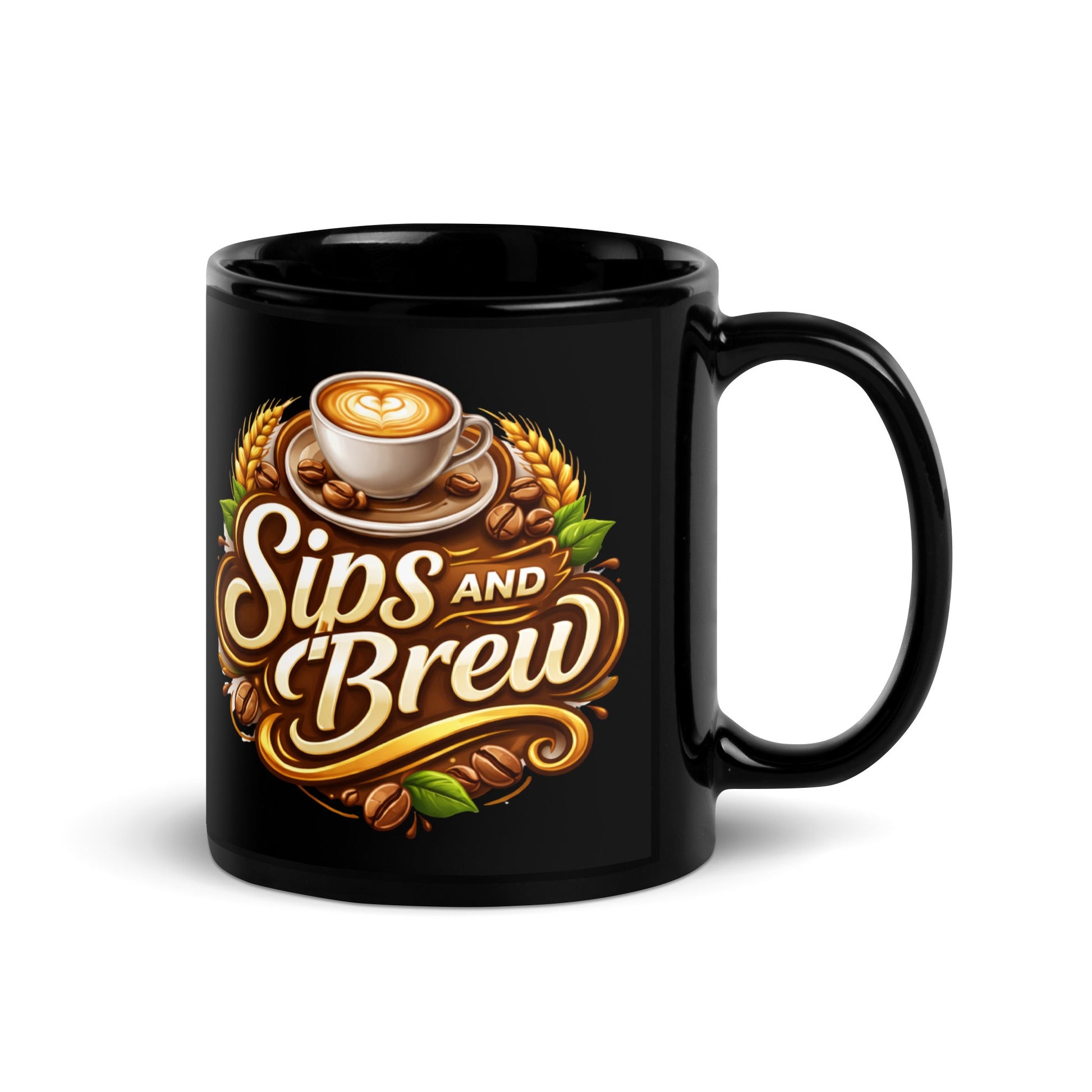 Black Glossy Mug - Sips and Brew