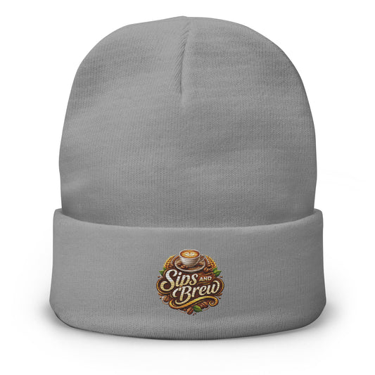 Embroidered Beanie - Sips and Brew