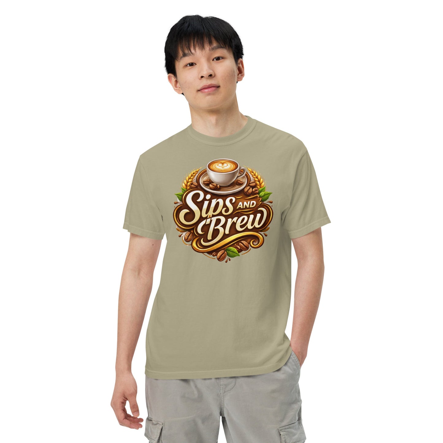 Unisex Garment - Dyed Heavyweight T-shirt - Sips and Brew