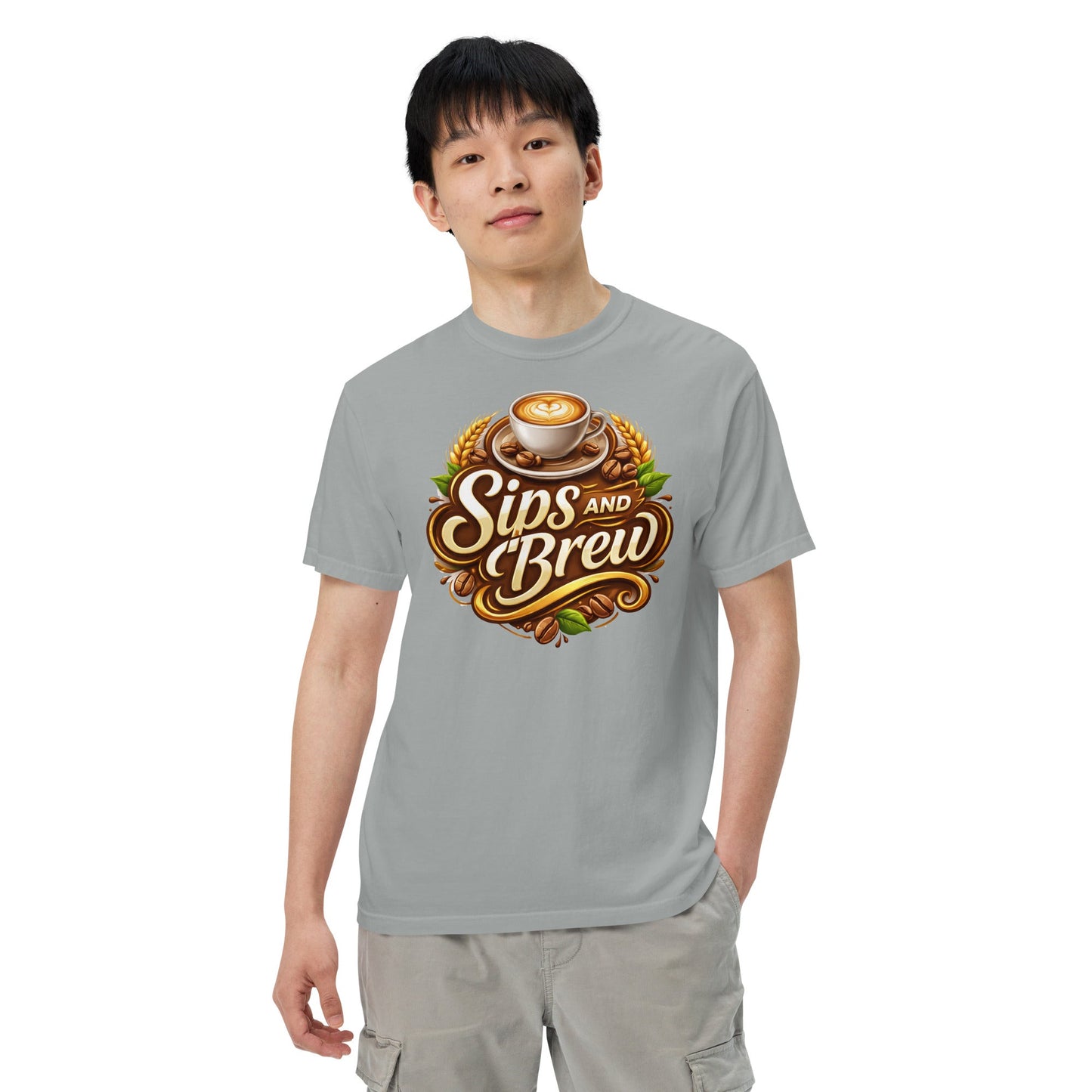 Unisex Garment - Dyed Heavyweight T-shirt - Sips and Brew