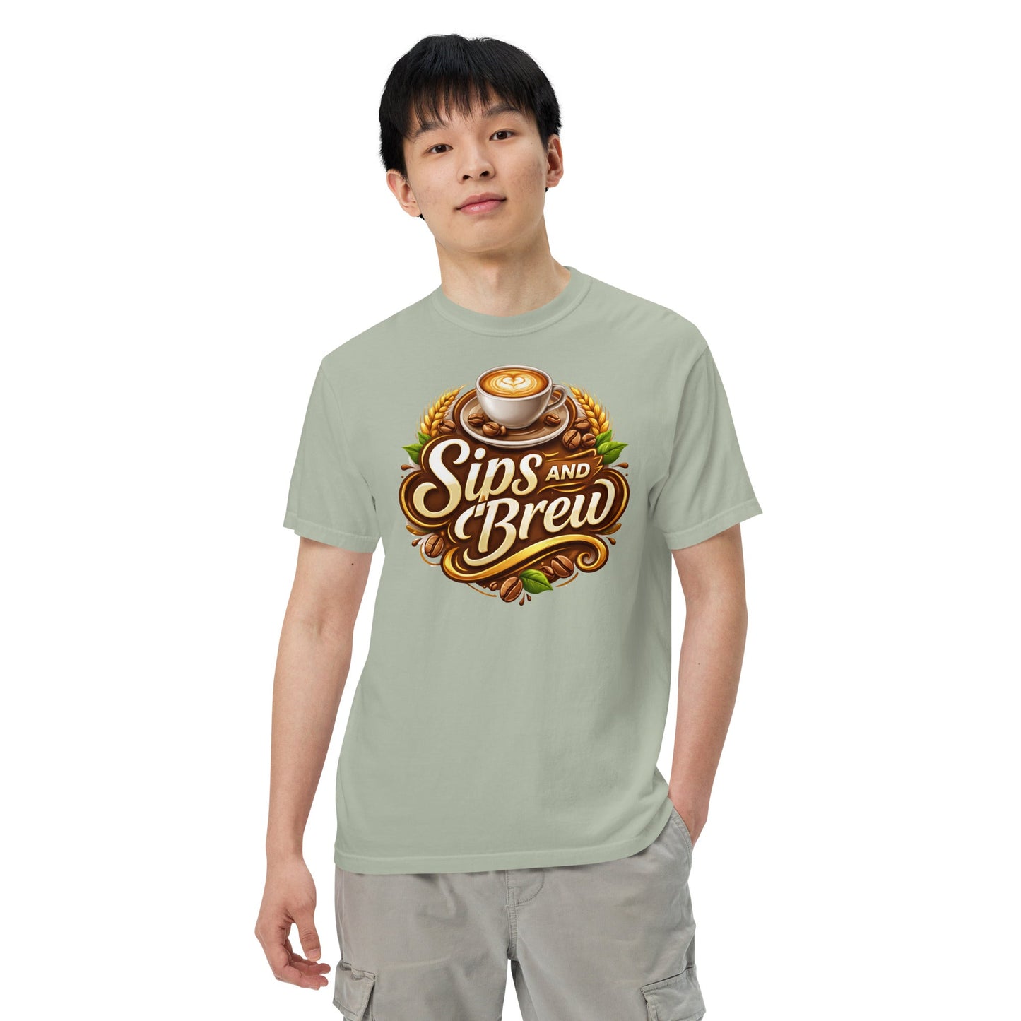 Unisex Garment - Dyed Heavyweight T-shirt - Sips and Brew