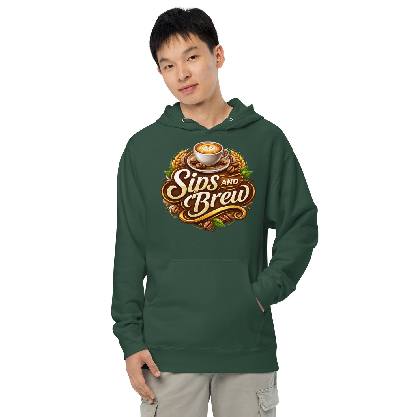 Unisex Midweight Hoodie - Sips and Brew