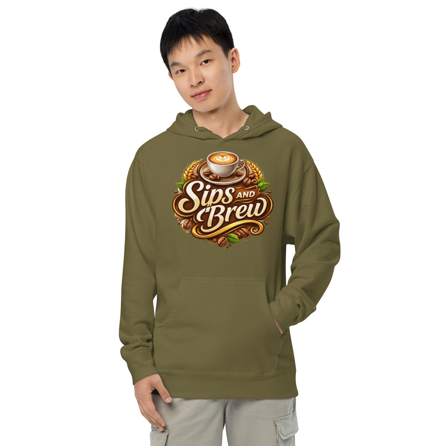 Unisex Midweight Hoodie - Sips and Brew