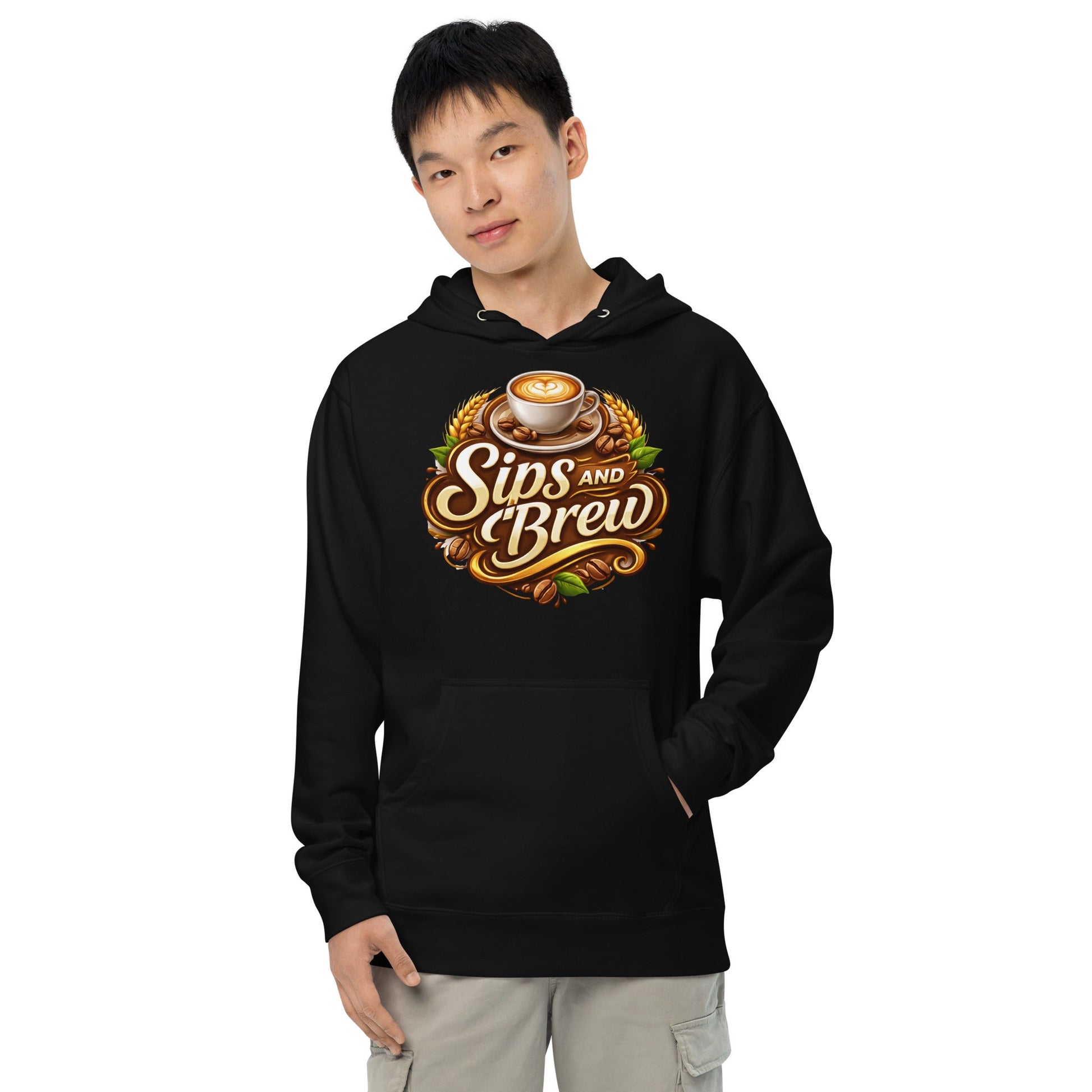 Unisex Midweight Hoodie - Sips and Brew